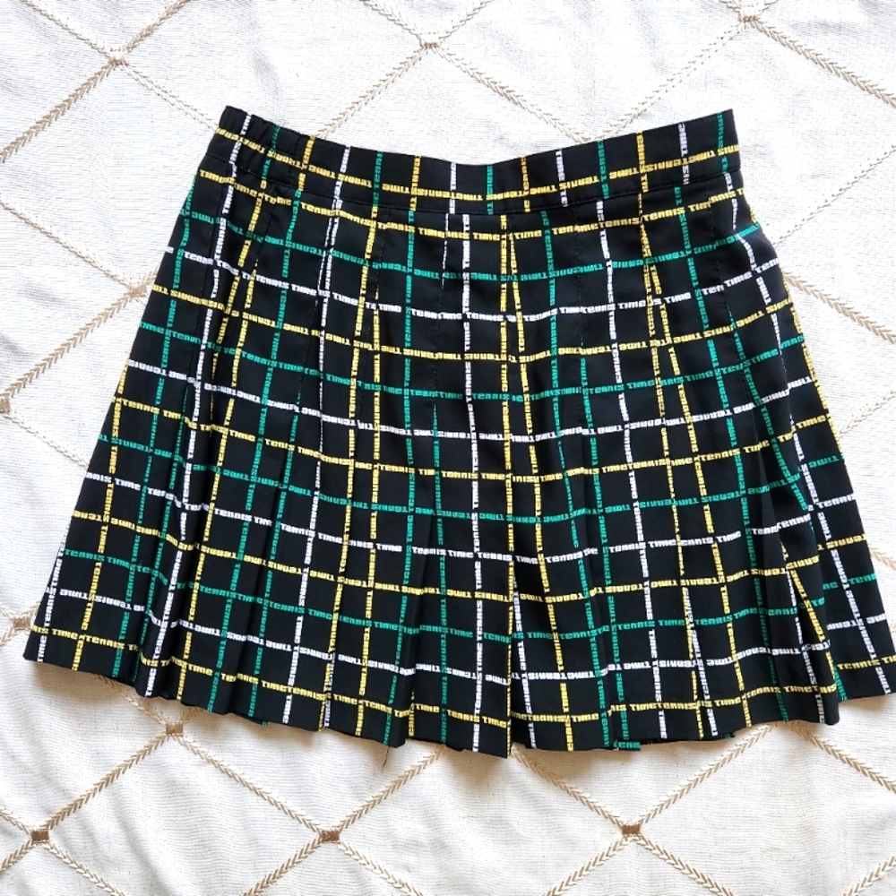 Tail Black Grid‎ Print Tennis Skirt | Pleated Athletic | Size 4 EUC
